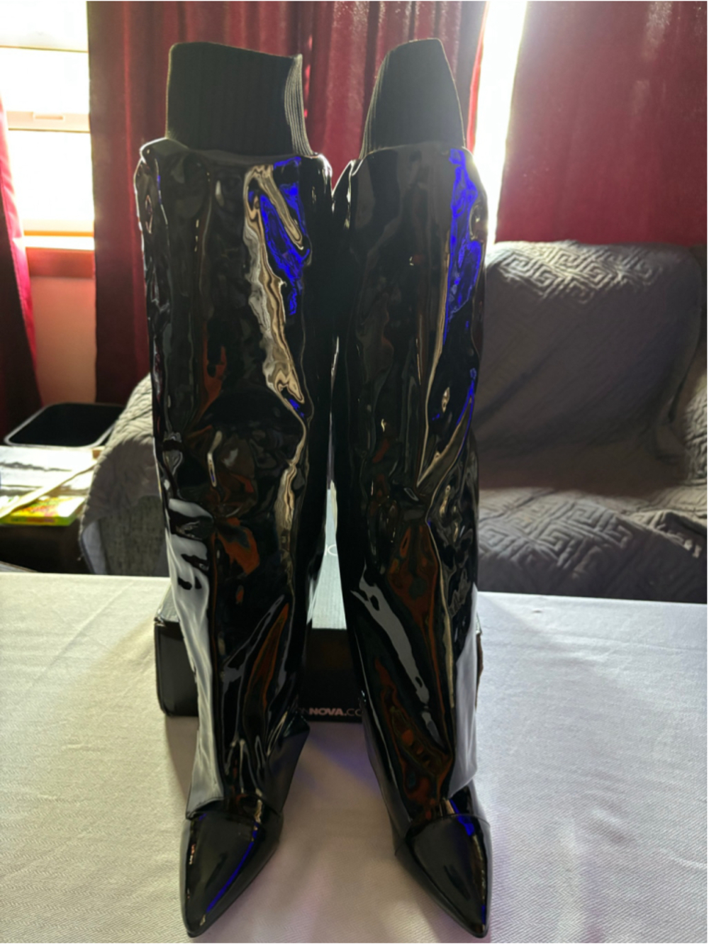 Women's Fashion Nova Black Heeled Boots Size 8